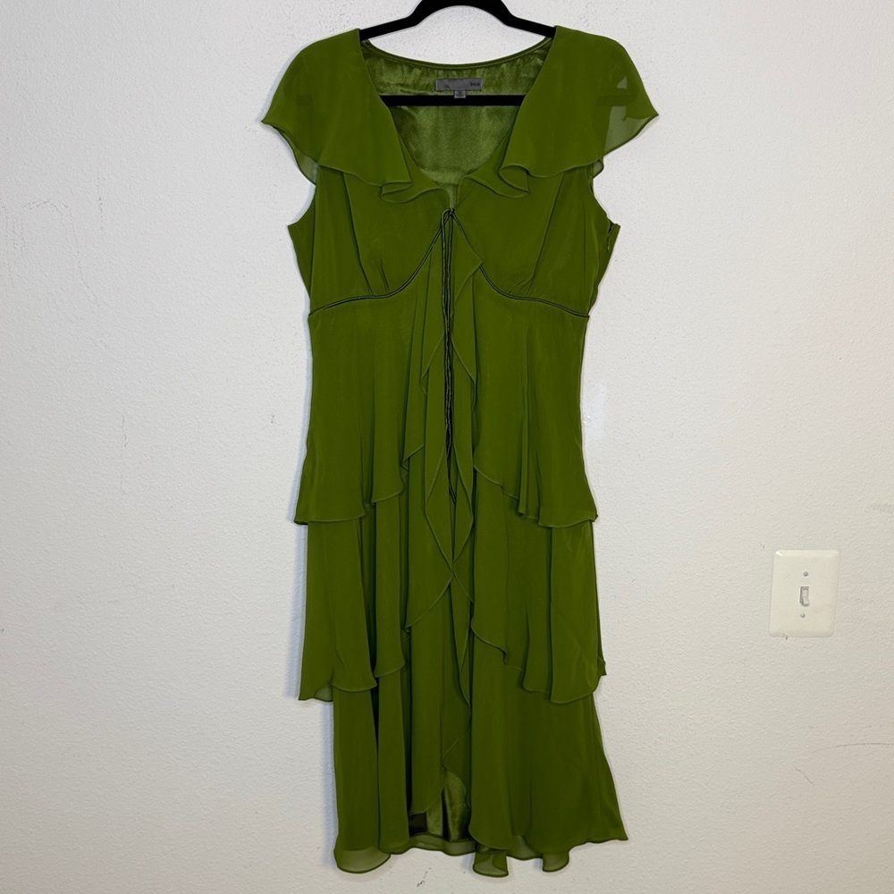 Bice olive green chiffon cocktail green dress size 14